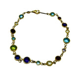 18K Yellow Gold Natural Topaz, Garnet, Amethyst Bracelet