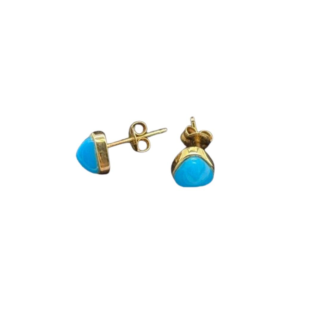 18K Yellow Gold Turquoise Earring