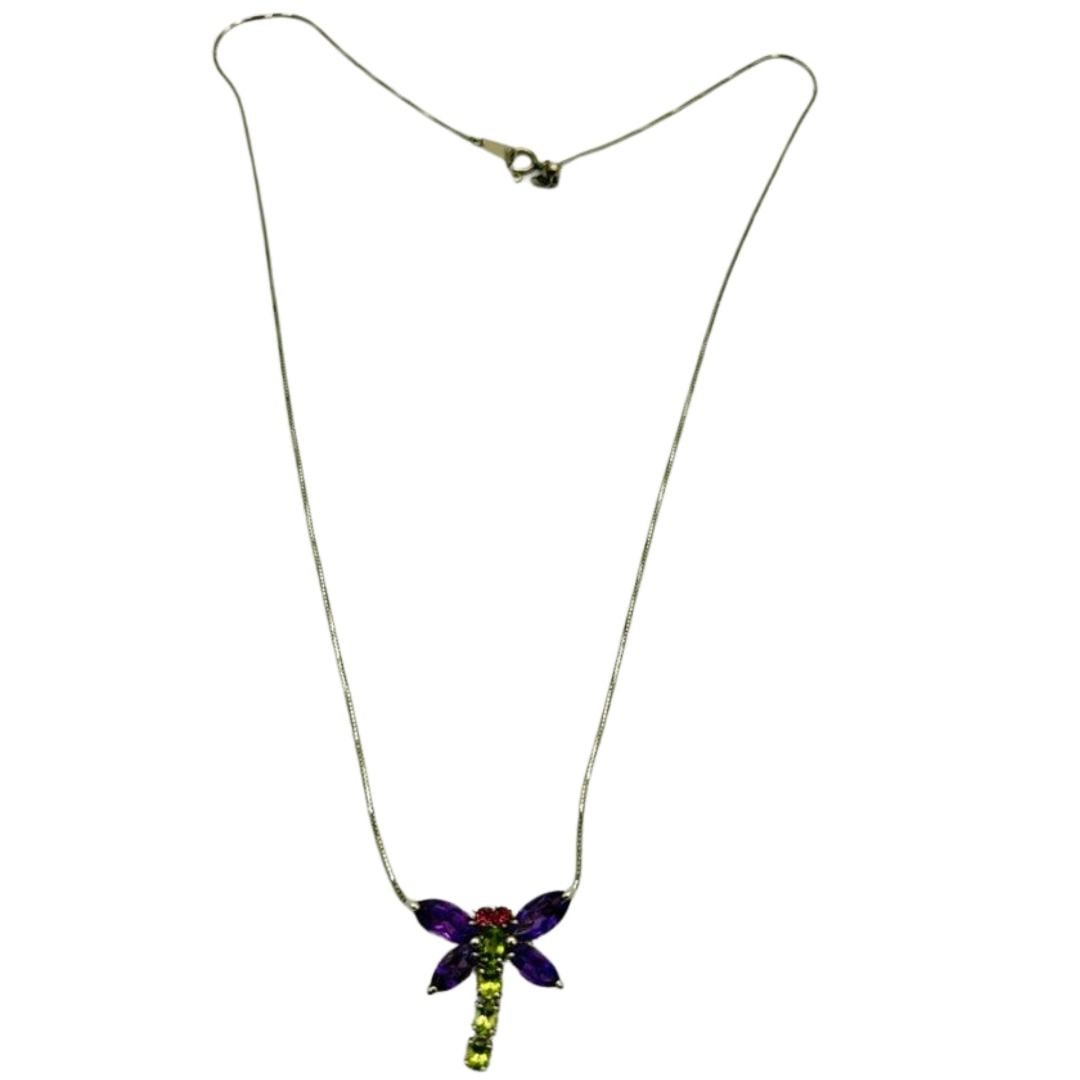 18KWG/PT850 Amethyst Dragonfly Necklace