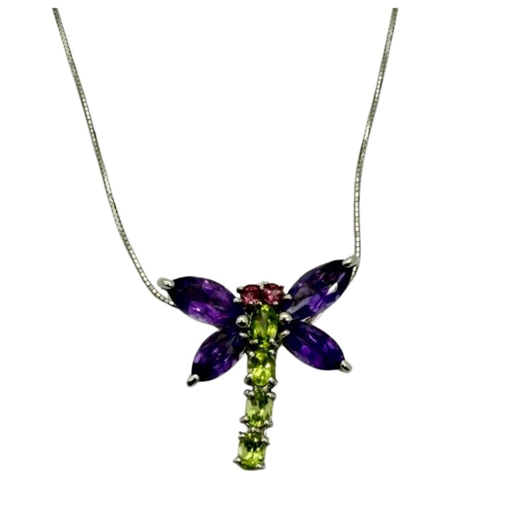 18KWG/PT850 Amethyst Dragonfly Necklace