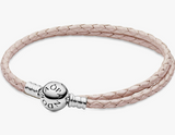 Pandora Moments Pink Double Leather Bracelet