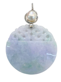 Natural Jadeite With White Gold Mabe Pearl Diamond Pendants