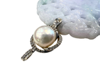 Natural Jadeite With White Gold Mabe Pearl Diamond Pendants