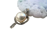Natural Jadeite With White Gold Mabe Pearl Diamond Pendants