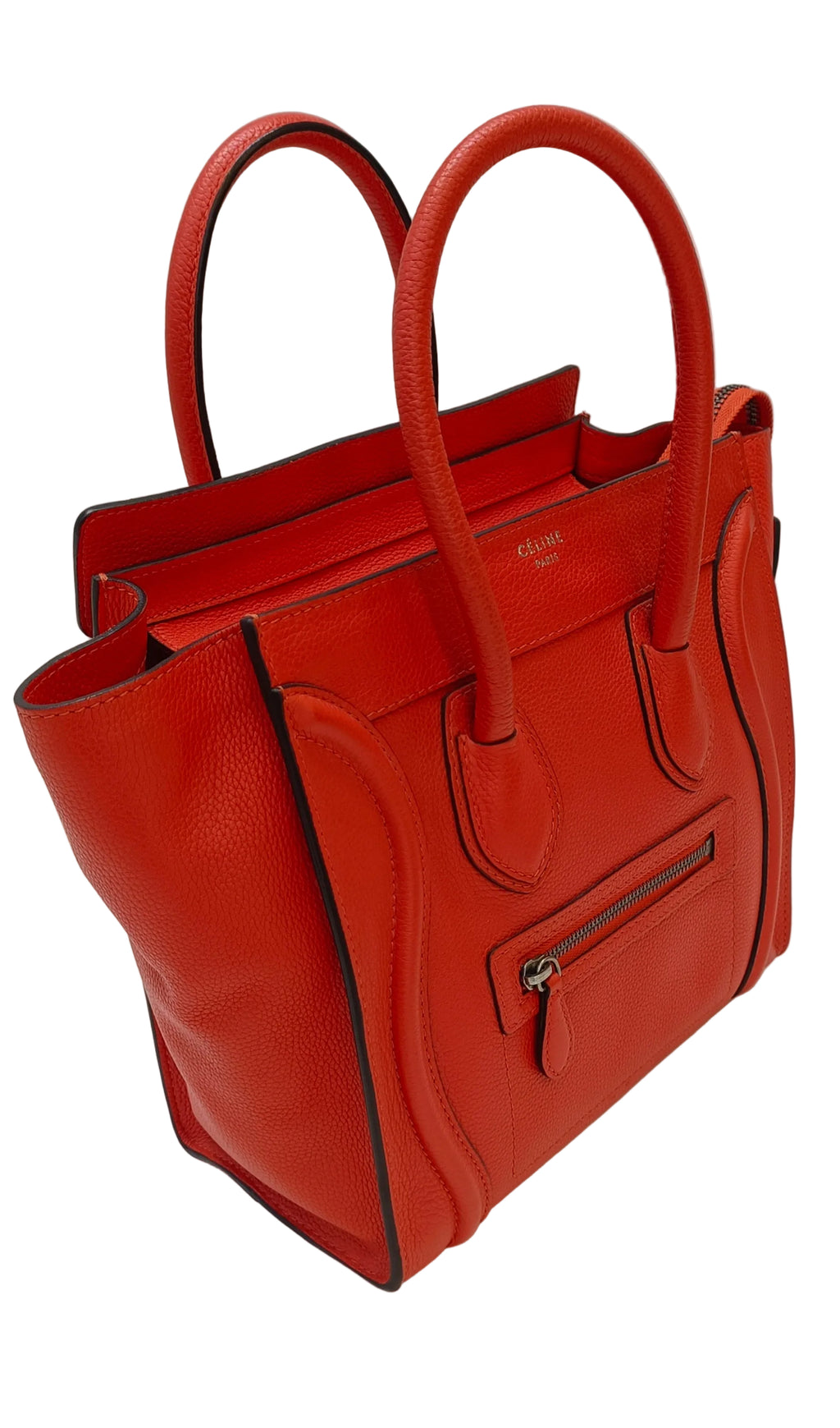 Celine Micro Luggage Tote Bag-Leather Orange