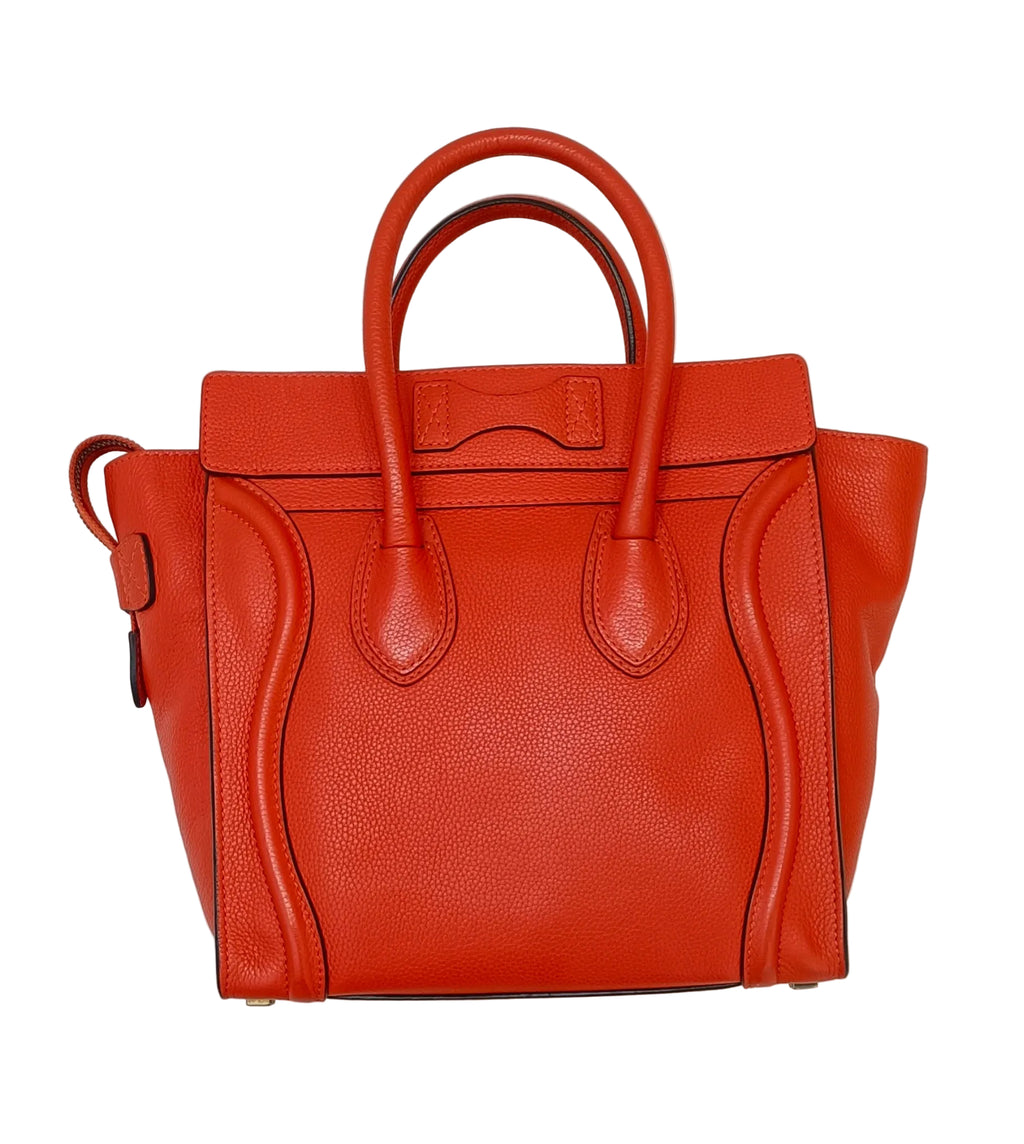 Celine Micro Luggage Tote Bag-Leather Orange