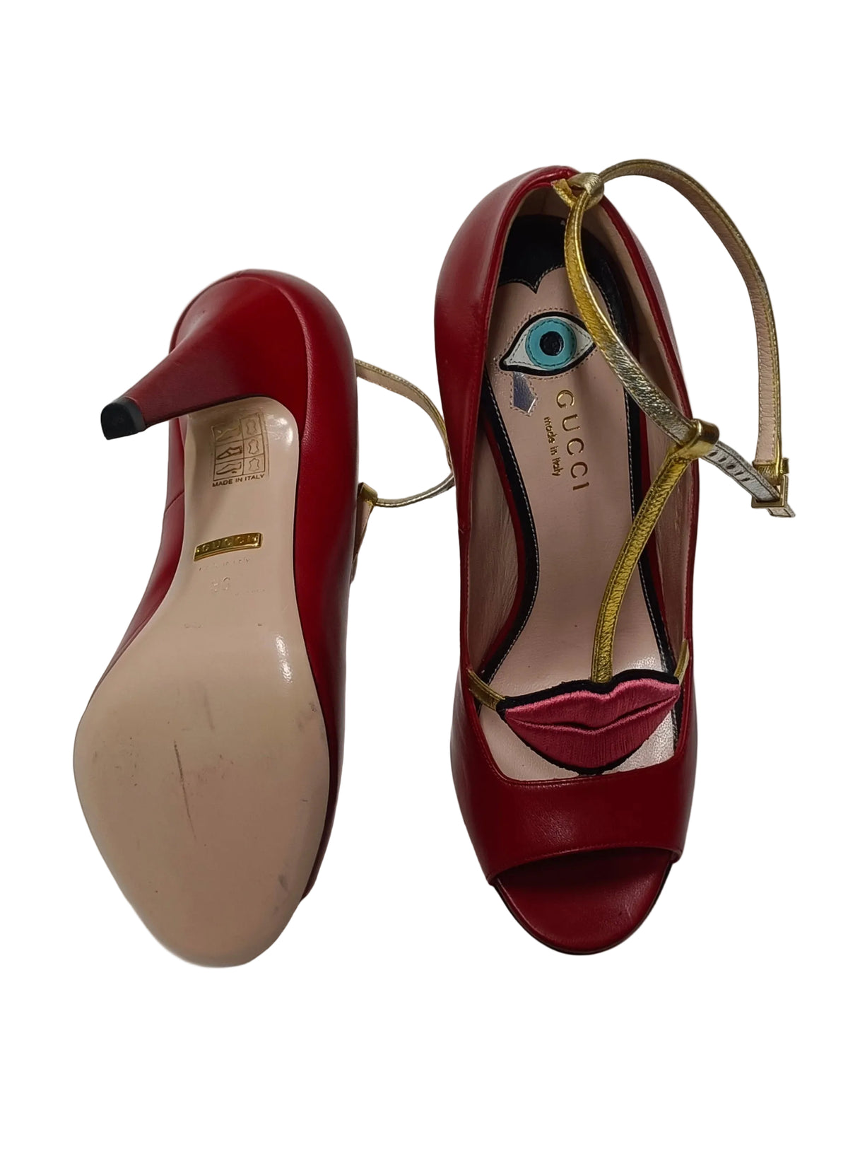 Gucci Made In Italy Heels-Red Leather Size 36