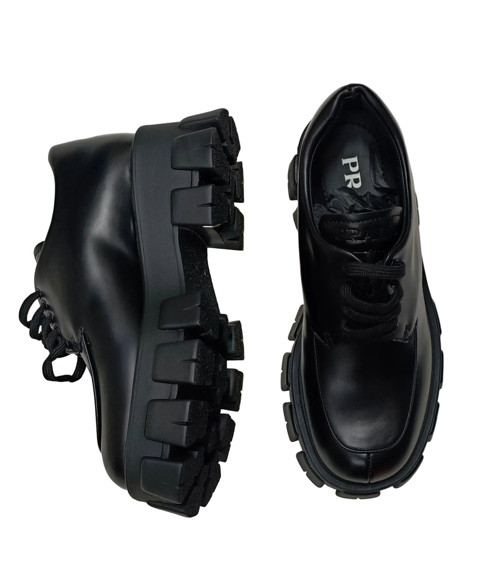 Prada Monolith Boots- Leather Black Size 36