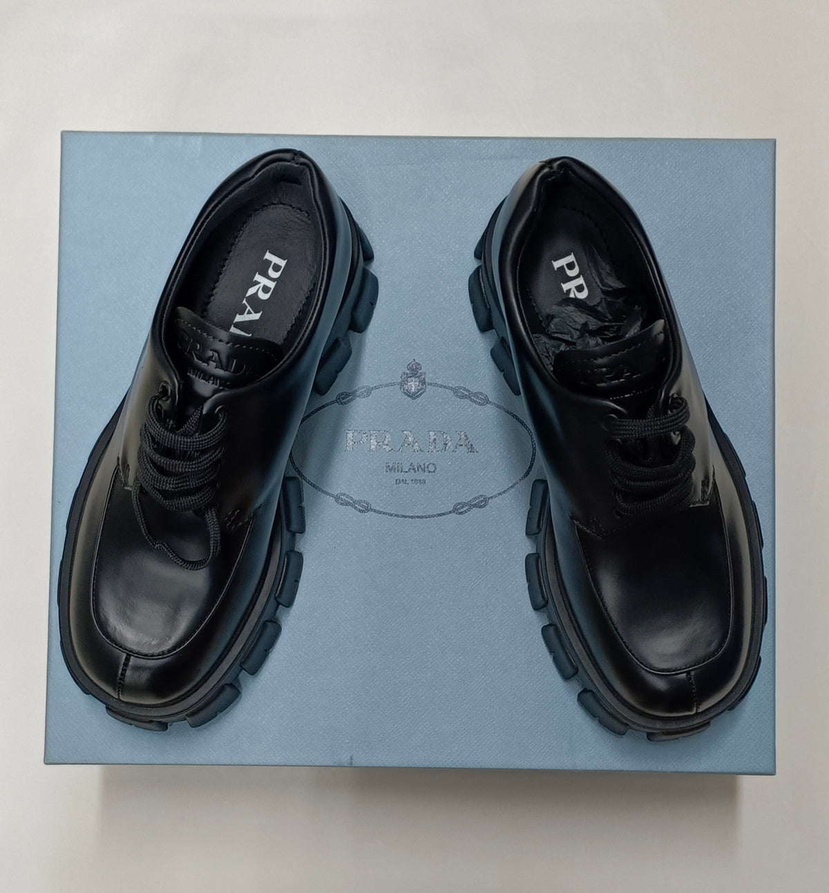 Prada Monolith Boots- Leather Black Size 36