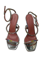 Amina Muaddi Made In Italy Gilda Sandal Rainbow Crystal Heels-Size 36.5