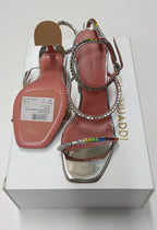 Amina Muaddi Made In Italy Gilda Sandal Rainbow Crystal Heels-Size 36.5