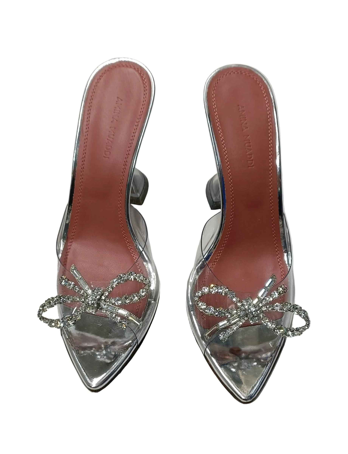 Amina Muaddi Made In Italy Rosie Transparent Mules Heels-Size 37 Main image