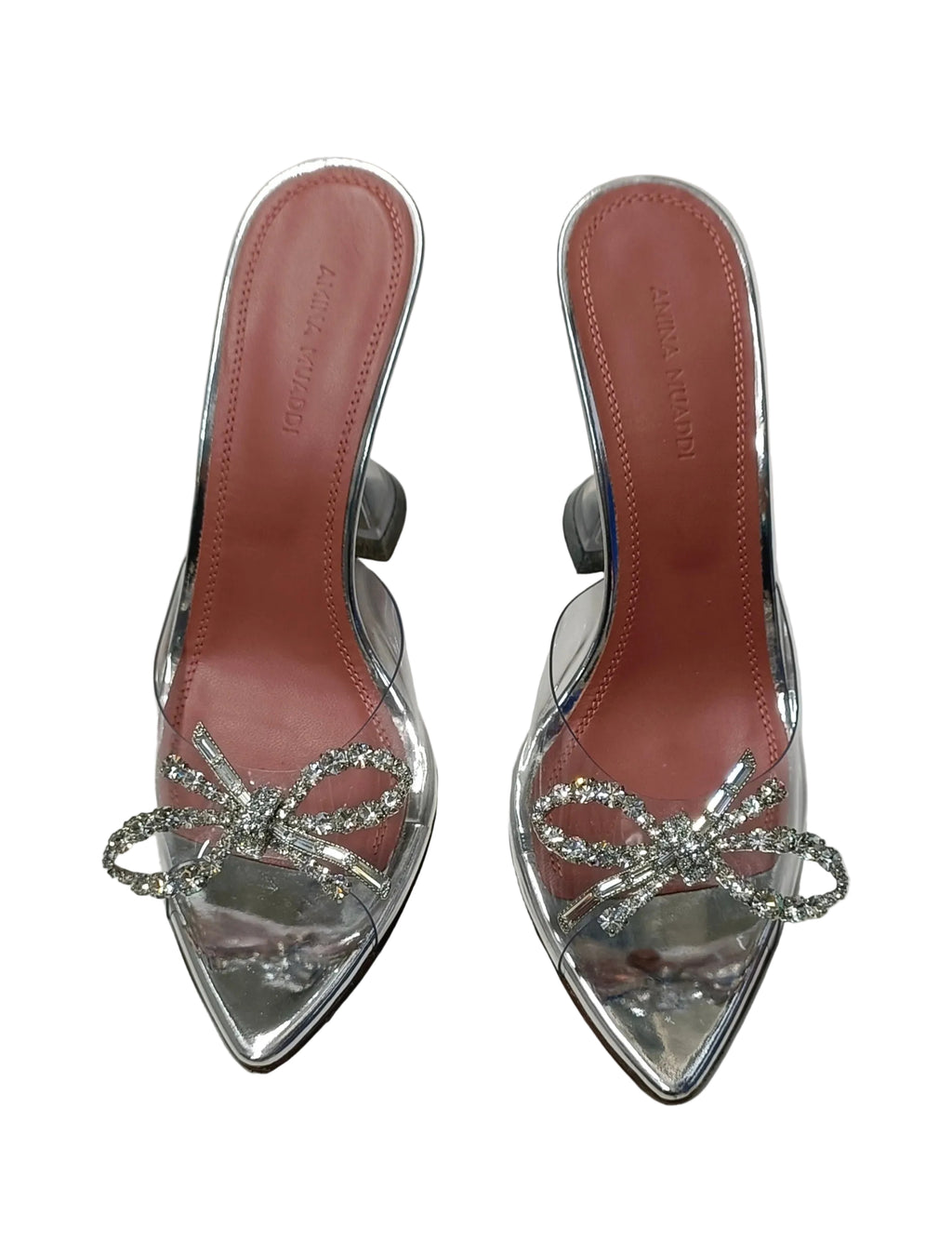 Amina Muaddi Made In Italy Rosie Transparent Mules Heels-Size 37