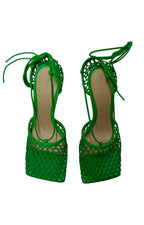 Bottega Veneta Made In Italy Stretch Mesh Sandals-Green Sizen 36