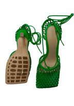 Bottega Veneta Made In Italy Stretch Mesh Sandals-Green Sizen 36