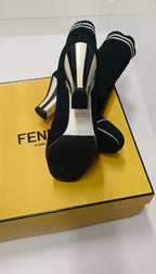 Fendi Made In Italy Rockoko Knit Sock Boots-Black Size 36