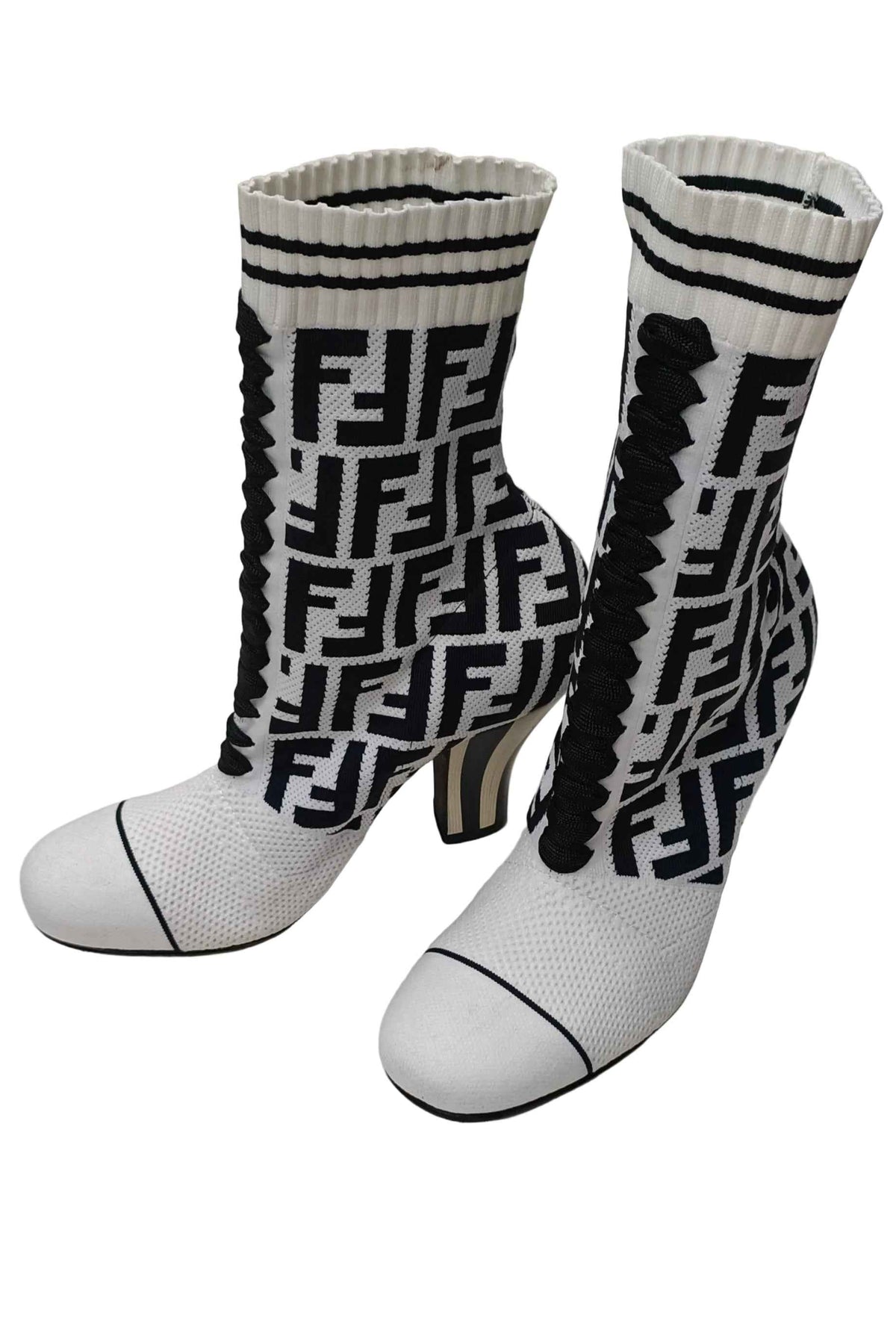 Fendi Made In Italy Sock Boots-Black And White-Size 36 Main image