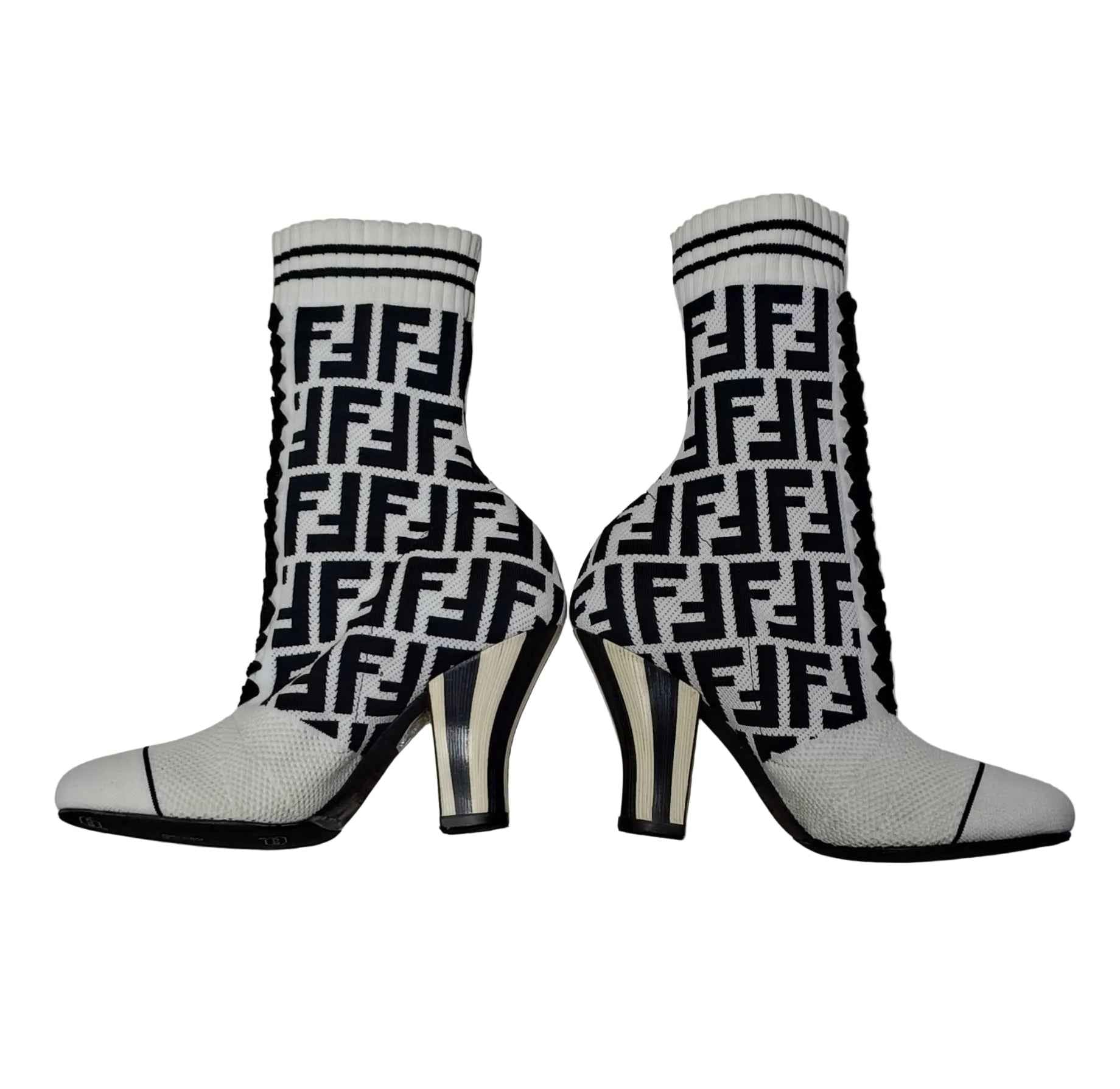 Fendi Made In Italy Sock Boots-Black And White-Size 36 Secondary image