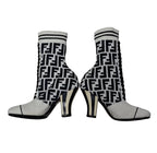 Fendi Made In Italy Sock Boots-Black And White-Size 36