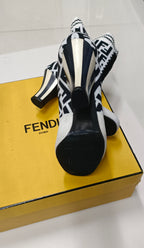 Fendi Made In Italy Sock Boots-Black And White-Size 36