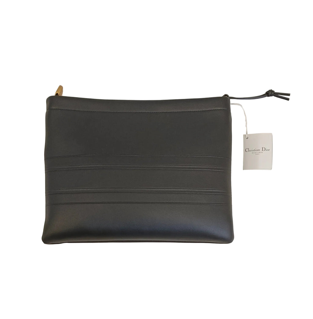 Christian Dior Clutch-Calfskin Leather/Black/New