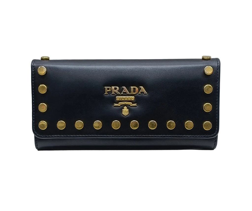 Prada Wallet-Black/Leather/Box/New