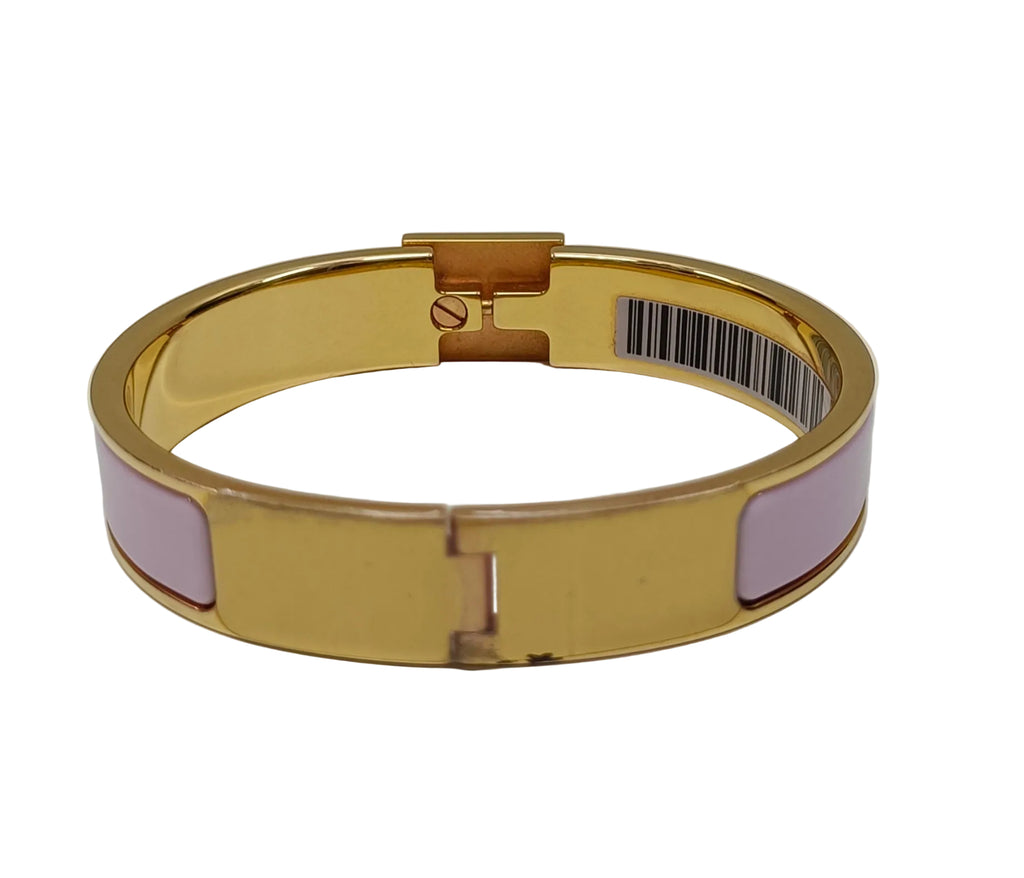 Hermes Enamel Narrow Clic Cadenas Bangle Made In France-Enamel/Pink/Gold Tone/Box