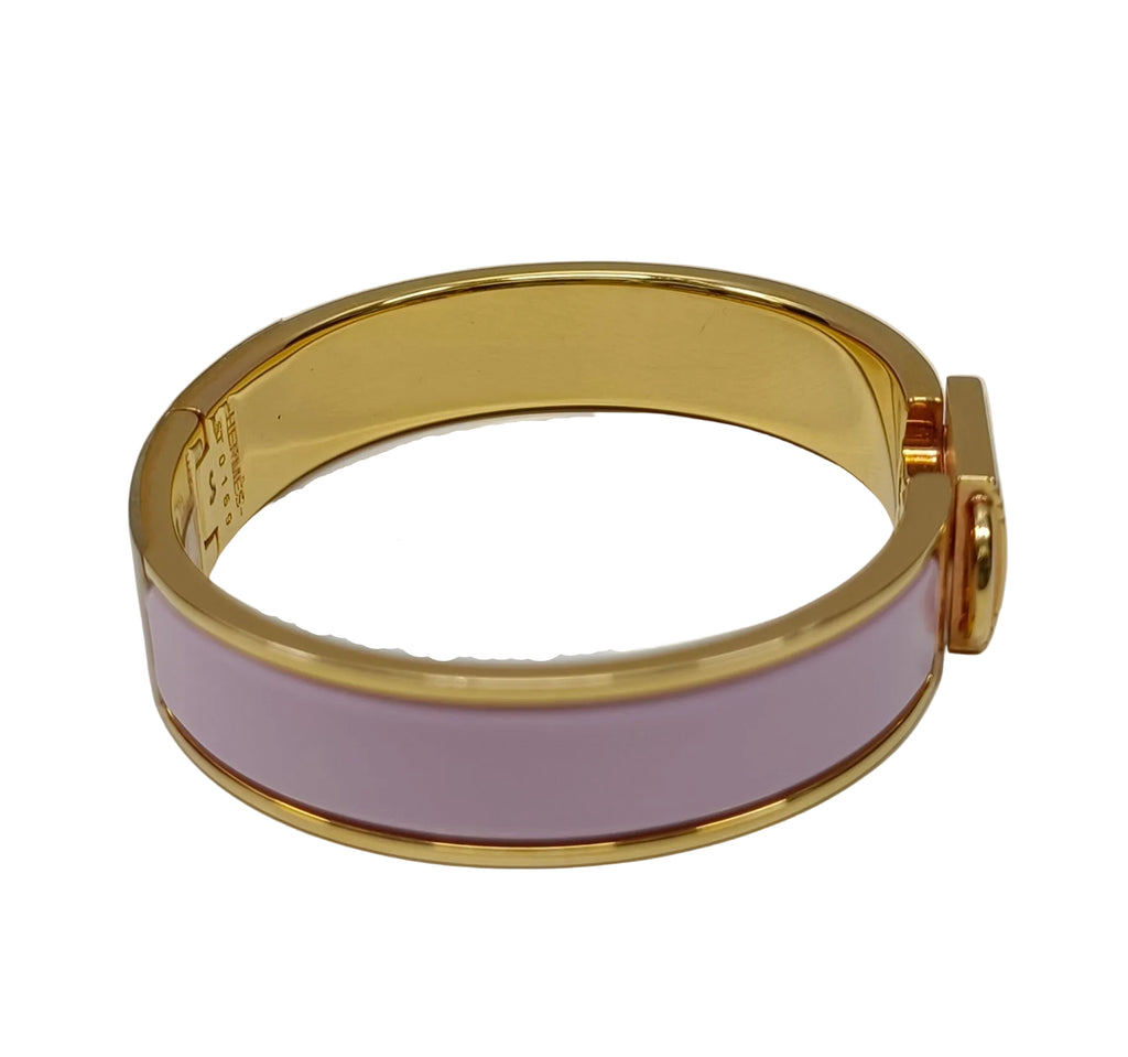 Hermes Enamel Narrow Clic Cadenas Bangle Made In France-Enamel/Pink/Gold Tone/Box