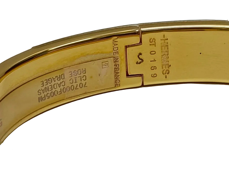 Hermes Enamel Narrow Clic Cadenas Bangle Made In France-Enamel/Pink/Gold Tone/Box