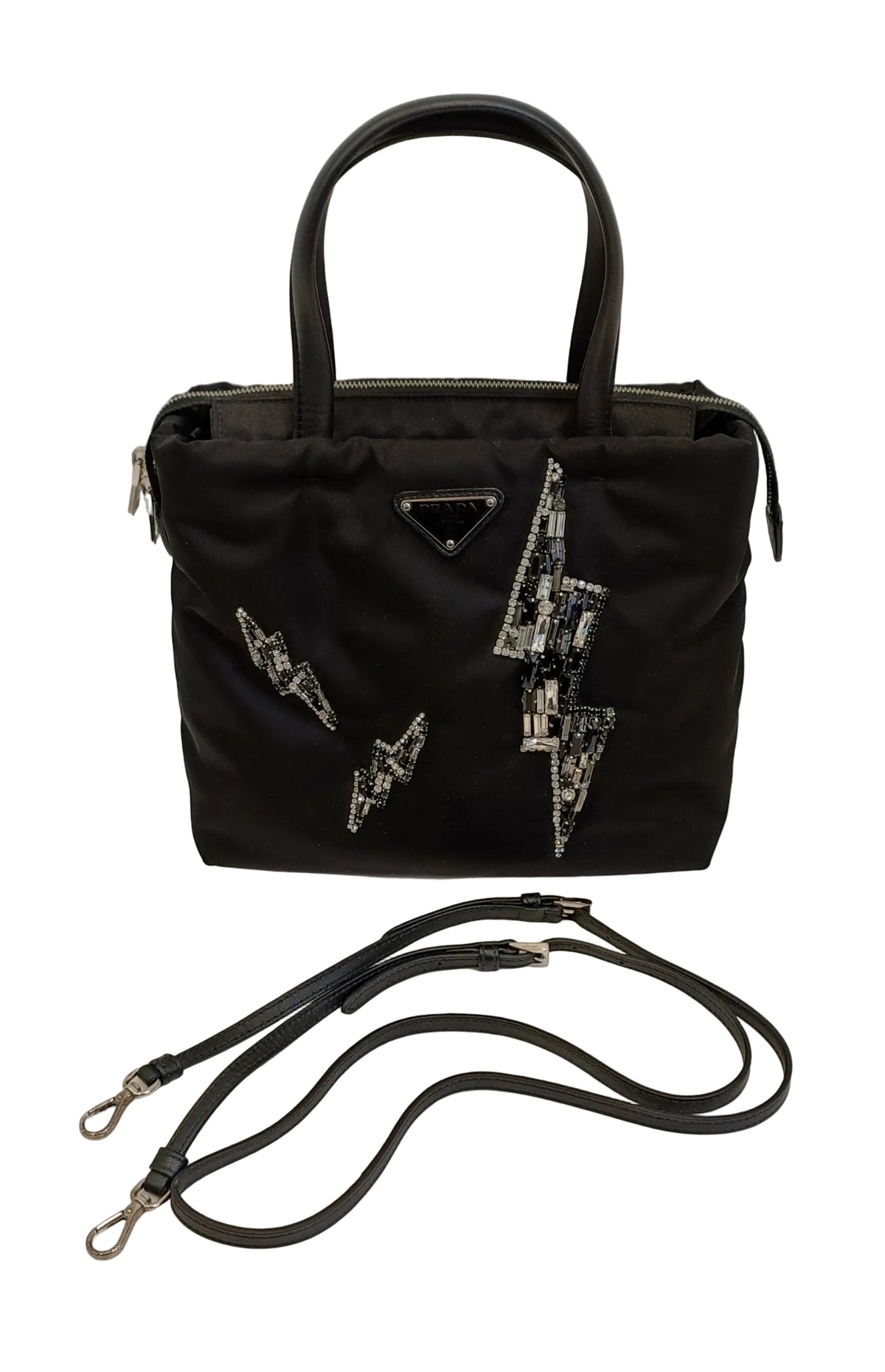 Prada Lightning Bolt Tote & Sling Bag-Nylon/Black-Box/2 Way Main image