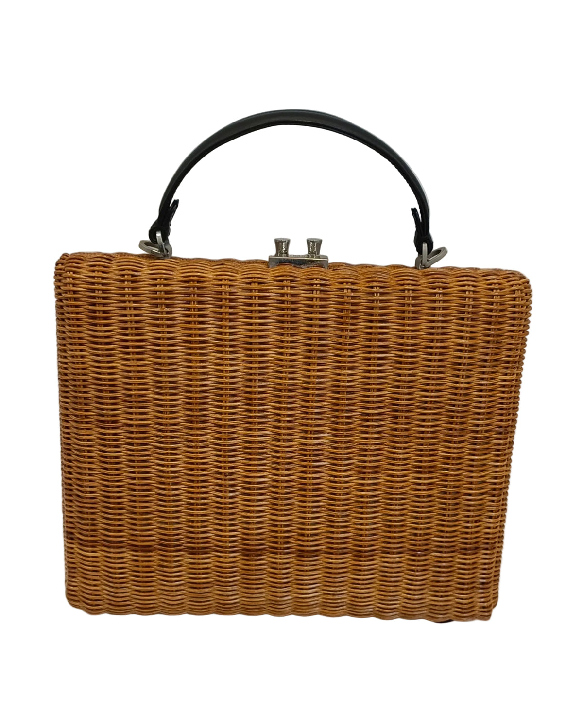 Rodo Rattan Brief Case Sling Bag-Rattan/Leather/Box-2 way Main image