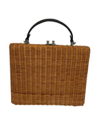 Rodo Rattan Brief Case Sling Bag-Rattan/Leather/Box-2 way