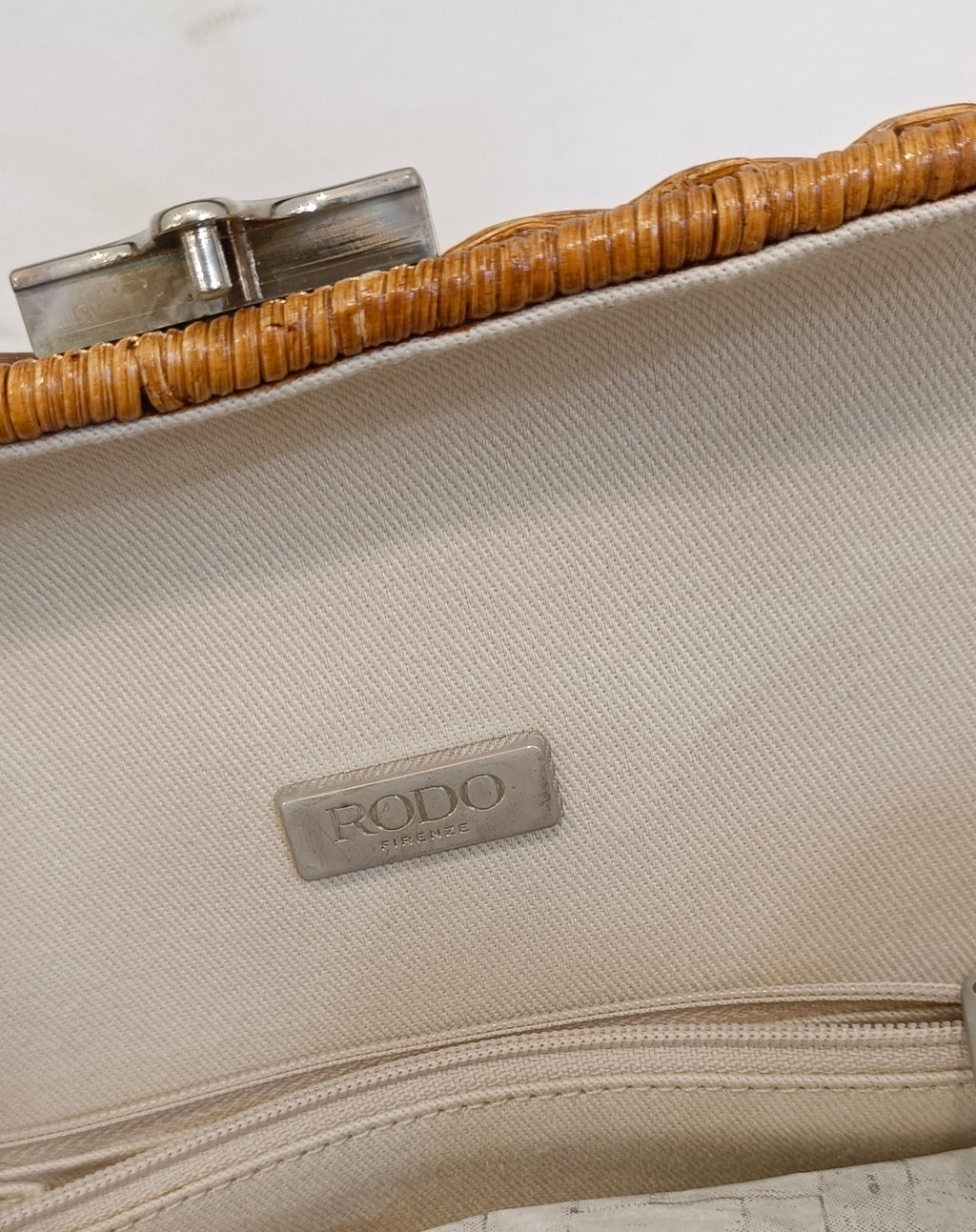 Rodo Rattan Brief Case Sling Bag-Rattan/Leather/Box-2 way
