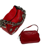 Prada Vitello Daino Grommet Iba027 Shoulder Bag-Leather/Chain/Lacca Red/Large