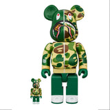 Bearbrick x BAPE ABC Camo Shark 100% & 400% set in Clear Green