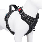 PHOEPET No Pull Dog Harnesses For Small Dogs Reflective Adjustable Front Clip Vest With Handle 2 Metal Rings 3 Buckles S Black