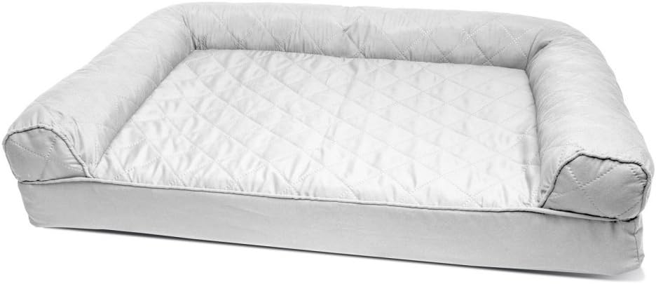 Furhaven Orthopedic Dog Bed Quilted Sofa For MediumSmall Dogs With Removable Washable Cover Silver Gray Medium Main image