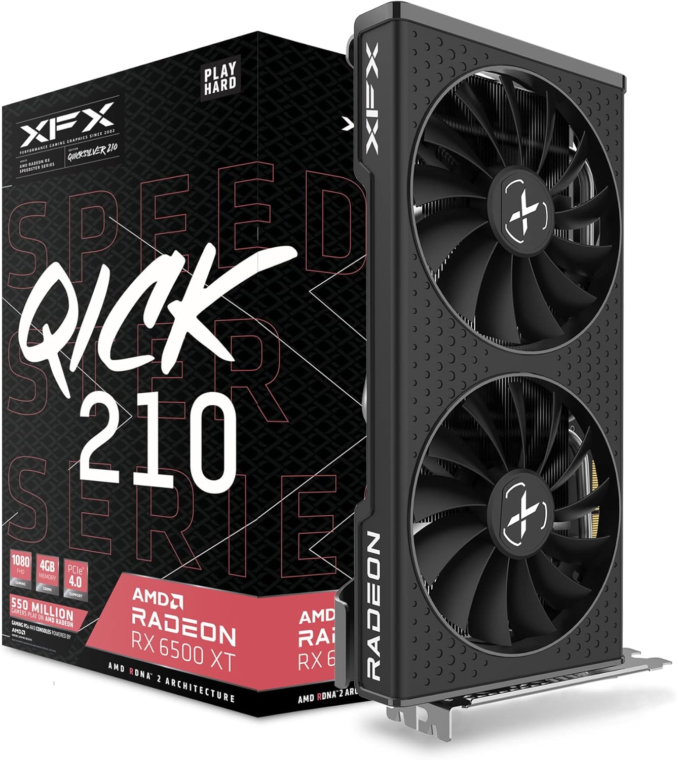 XFX Speedster QICK210 Radeon RX 6500XT Black Gaming Graphics Card With 4GB GDDR6 HDMI AMD RDNA 2 RX65XT4DBDQ Main image