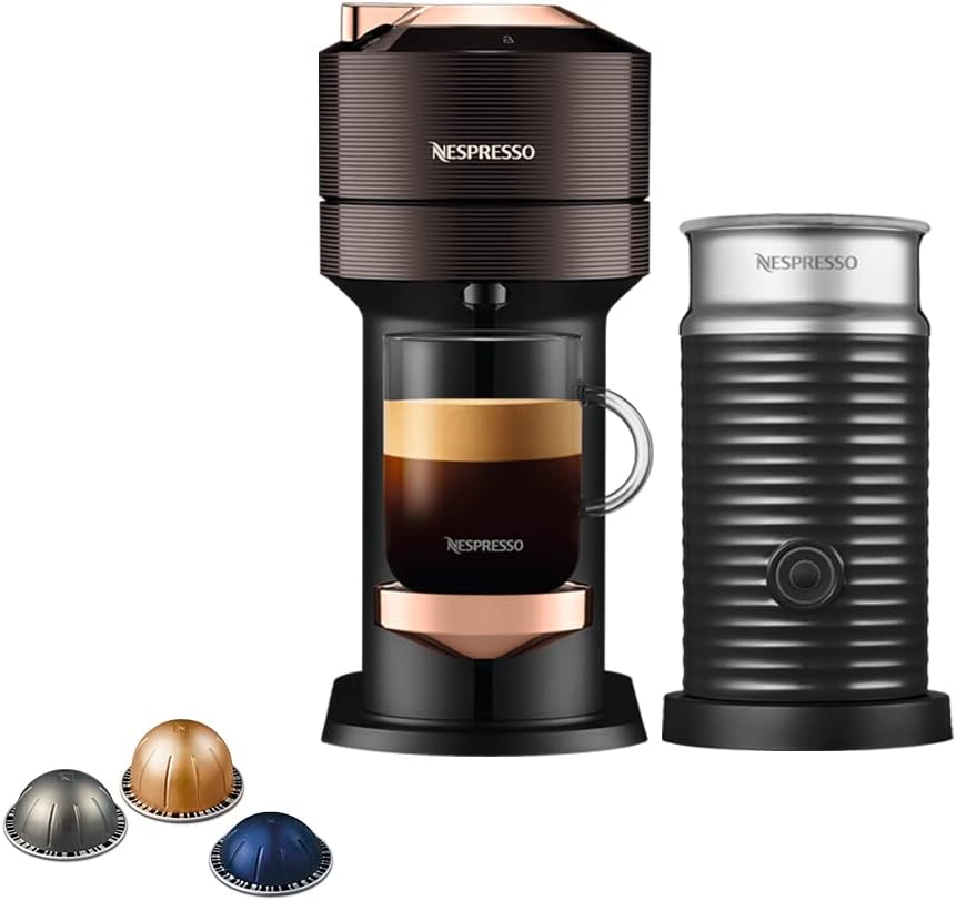 Nespresso Vertuo Next Premium Coffee Machine Rich Brown And Aeroccino Milk Frother Bundle Main image