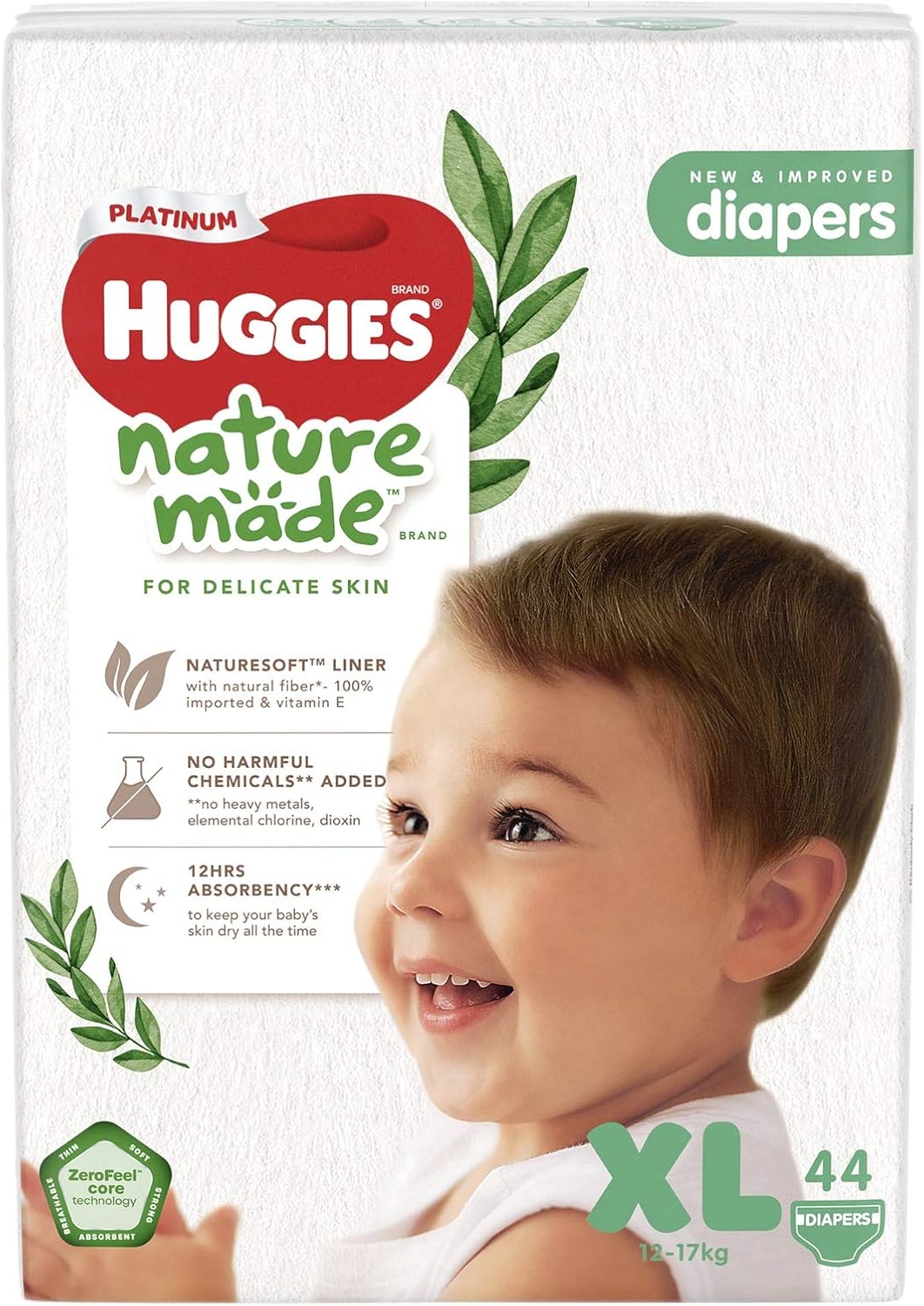 Huggies Platinum Naturemade Tape Diapers XL 44 Count Main image