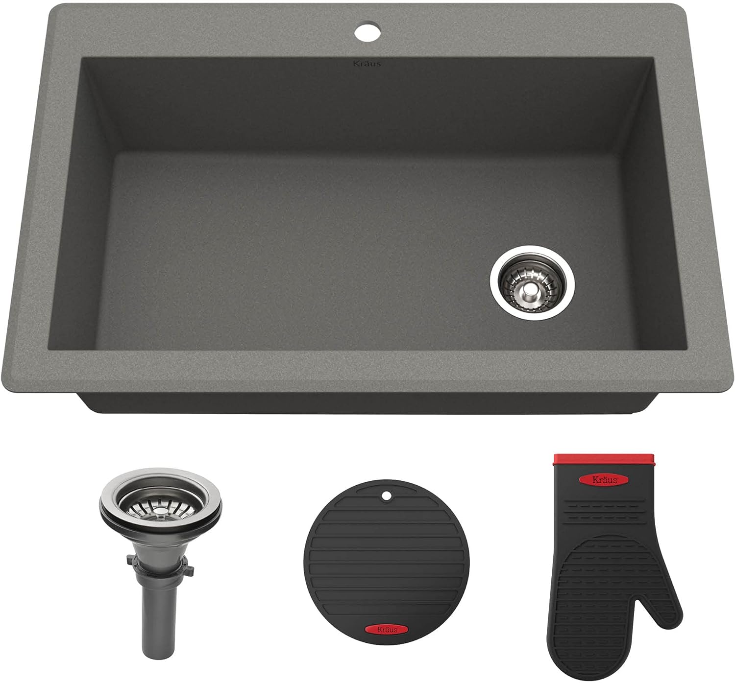 Kraus KGD54GREY Forteza Granite Kitchen Sink 33 Inch Grey Main image