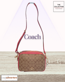 Coach Camera Bag Signature Pink strap