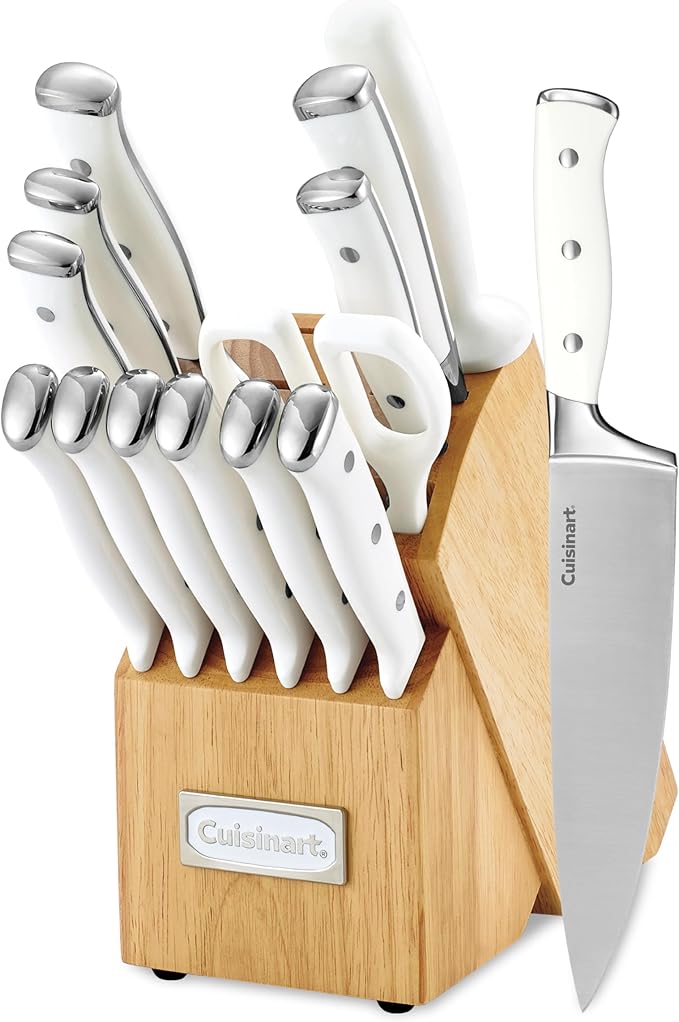 Cuisinart C77WTR-15P Triple Rivet Collection 15-Piece Cutlery Block Set, White Main image