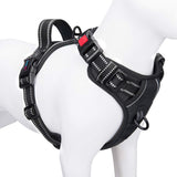 PHOEPET No Pull Dog Harnesses For Small Dogs Reflective Adjustable Front Clip Vest With Handle 2 Metal Rings 3 Buckles XS Black