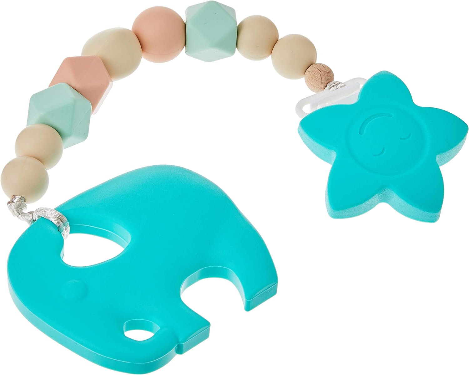 Jambu Beads Harmony Clip On Teether Turquoise Elephant Main image