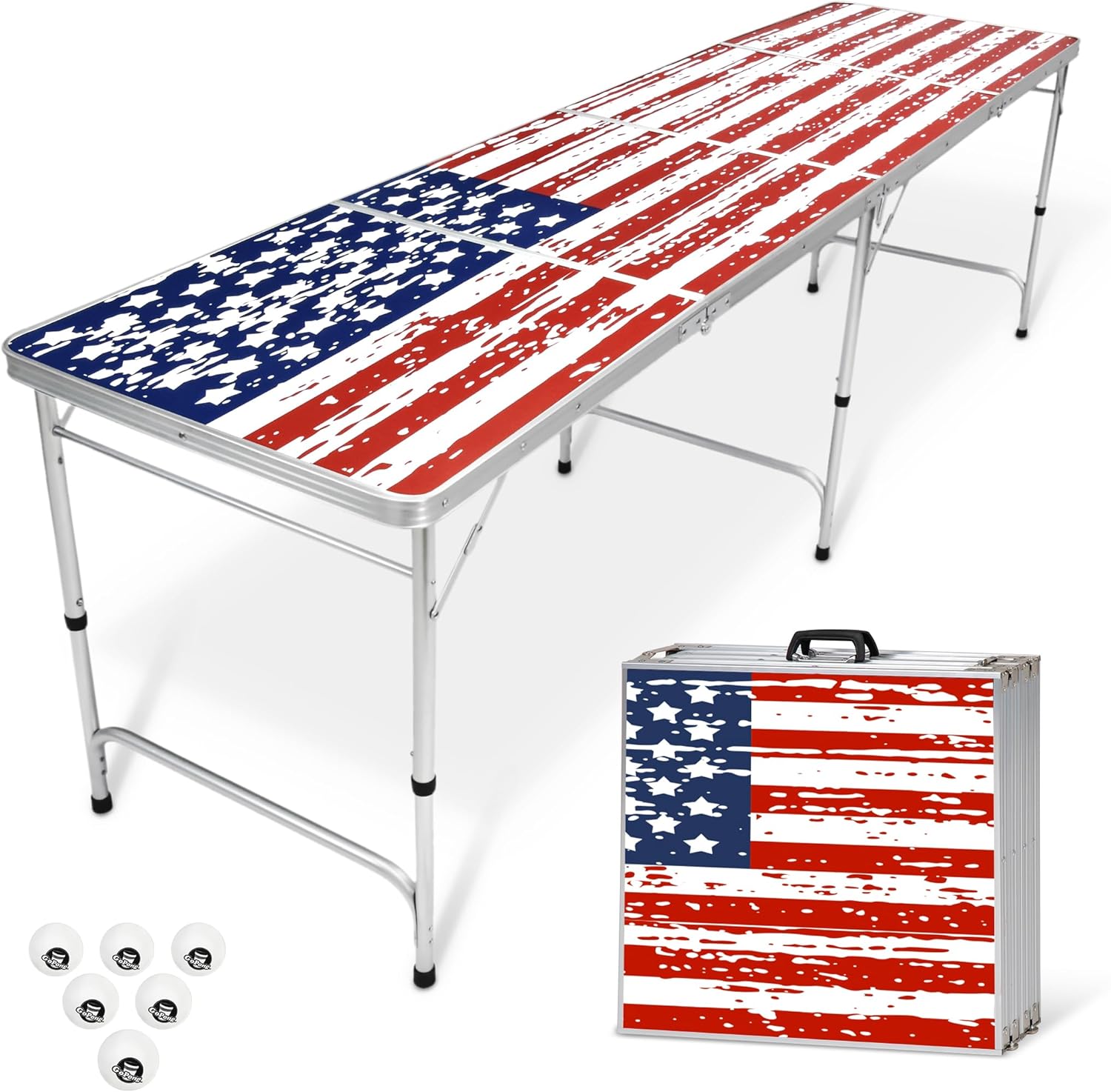 GoPong 8 Foot Portable Beer Pong American Flag Main image