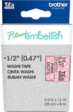 Brother Ptouch Embellish Black Print On Pink Dots Washi Tape TZeMT3121 12mmX4mm