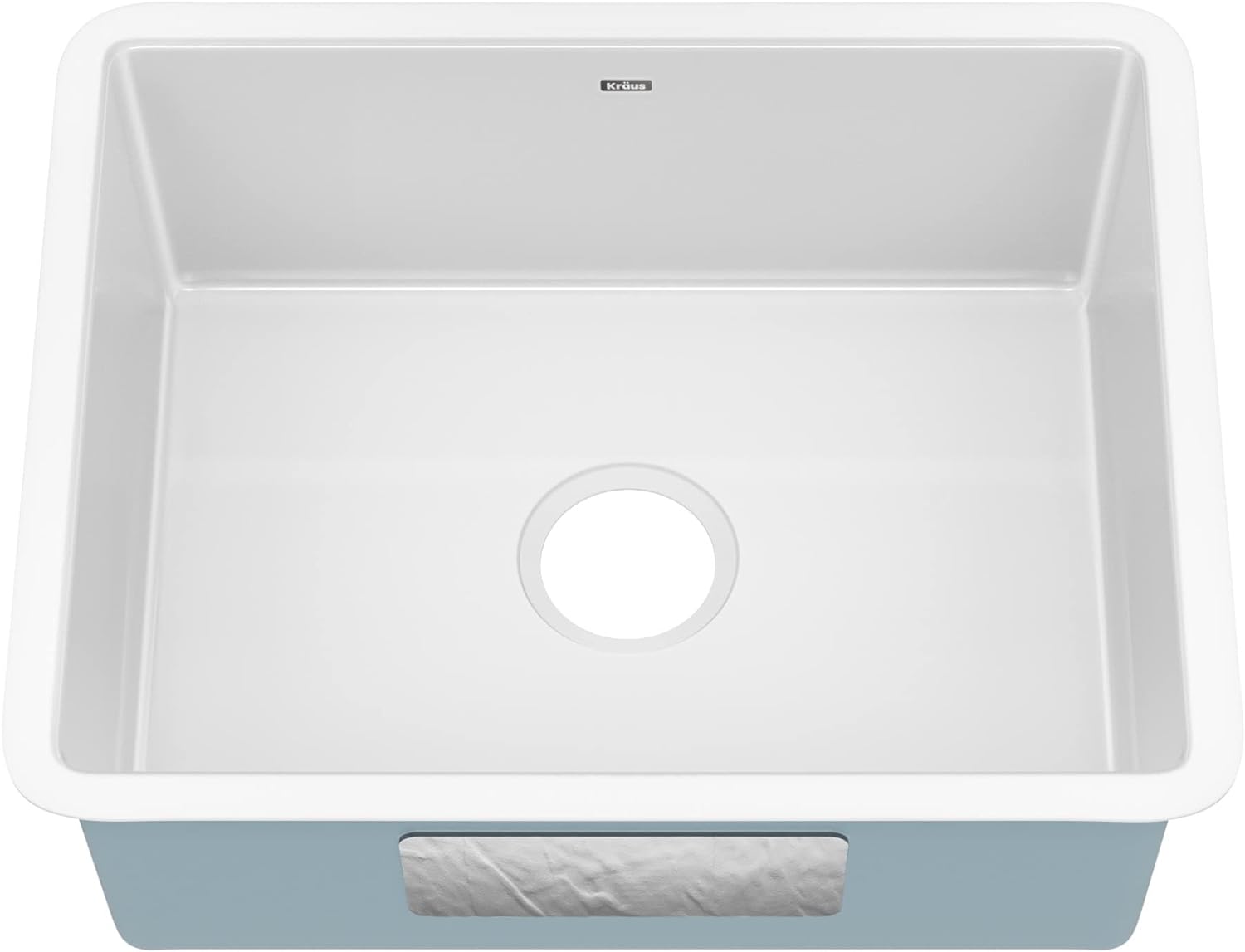 KRAUS KE1US21GWH 21inch Porcelain Enameled Steel Undermount Single Bowl Kitchen Sink White Main image
