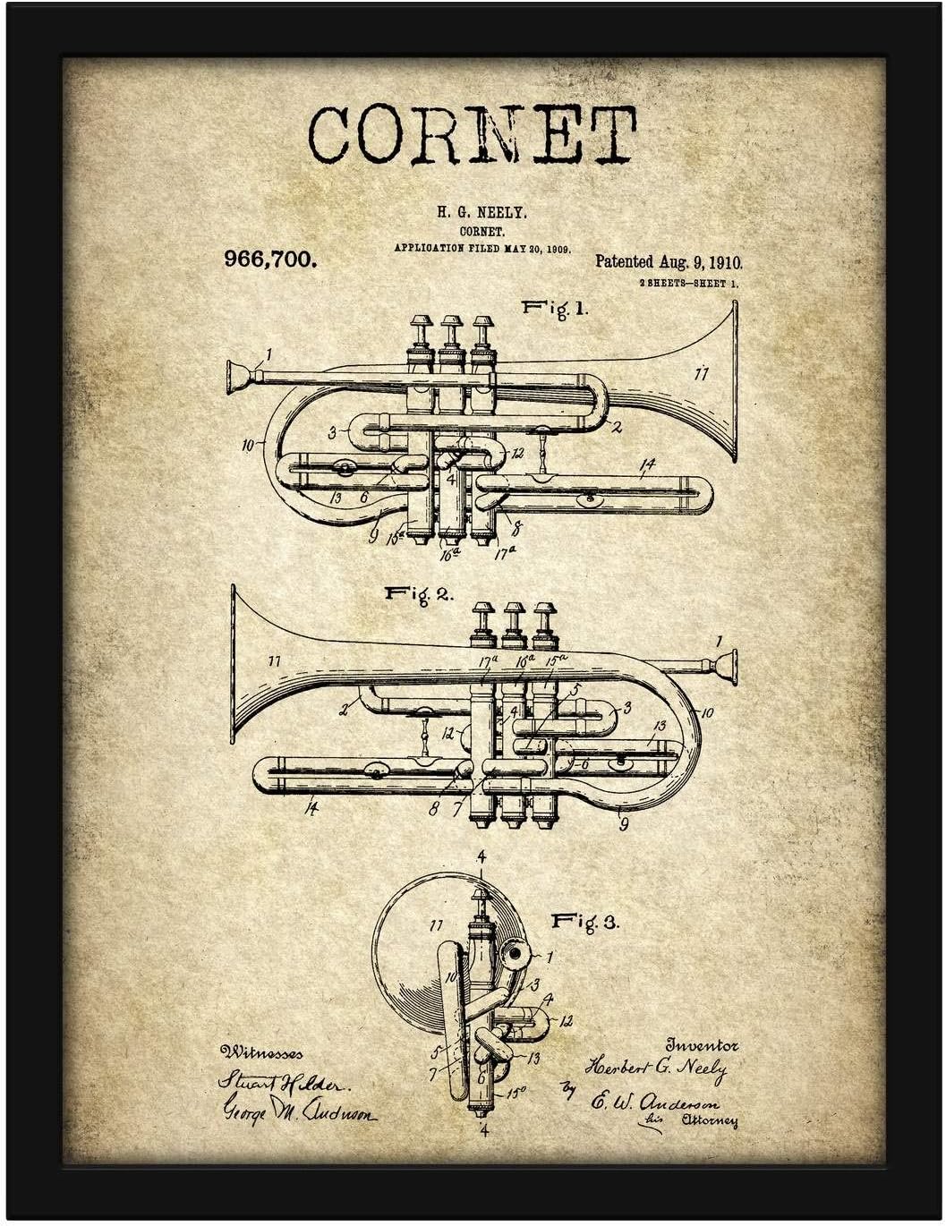 Poster Hub Music Instrument Cornet Vintage Patent Art Decor Main image