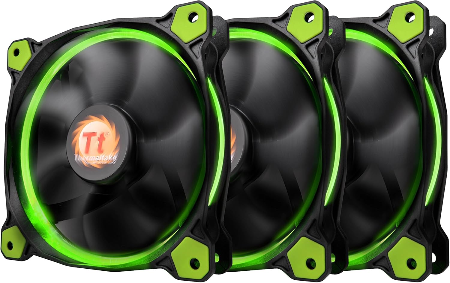 Thermaltake Riing 12 High Static Pressure Circular Ring Green LED Case Radiator Fan CLF055PL12GRA Main image